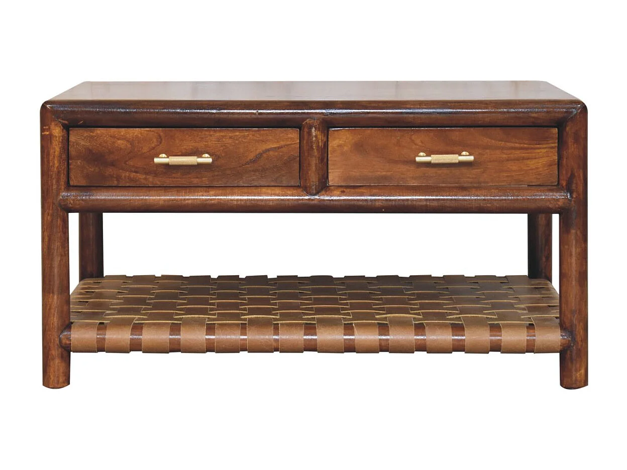 Artisan Furniture Solid Wood Regency Woven Coffee Table with 4 drawers