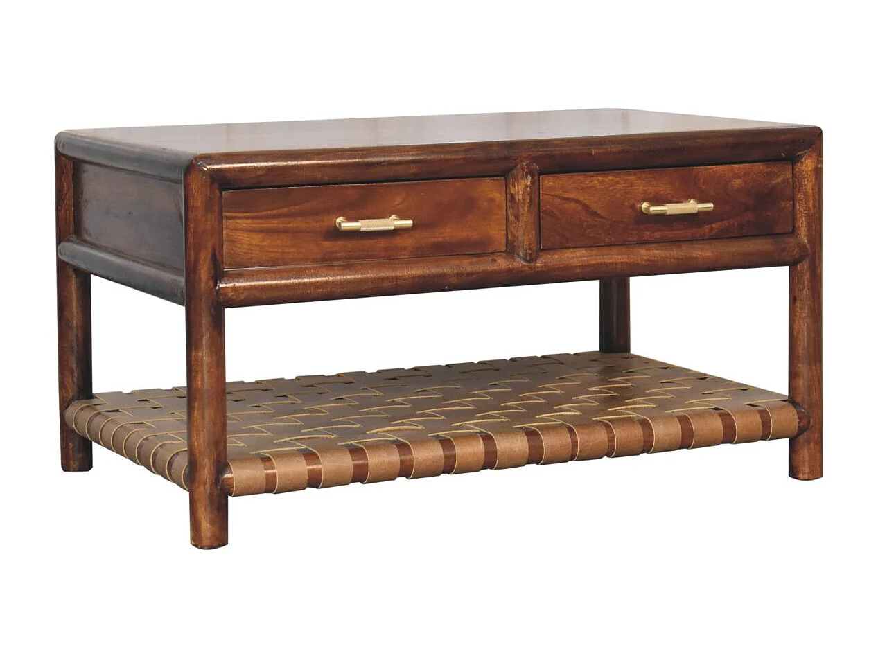 Artisan Furniture Solid Wood Regency Woven Coffee Table with 4 drawers