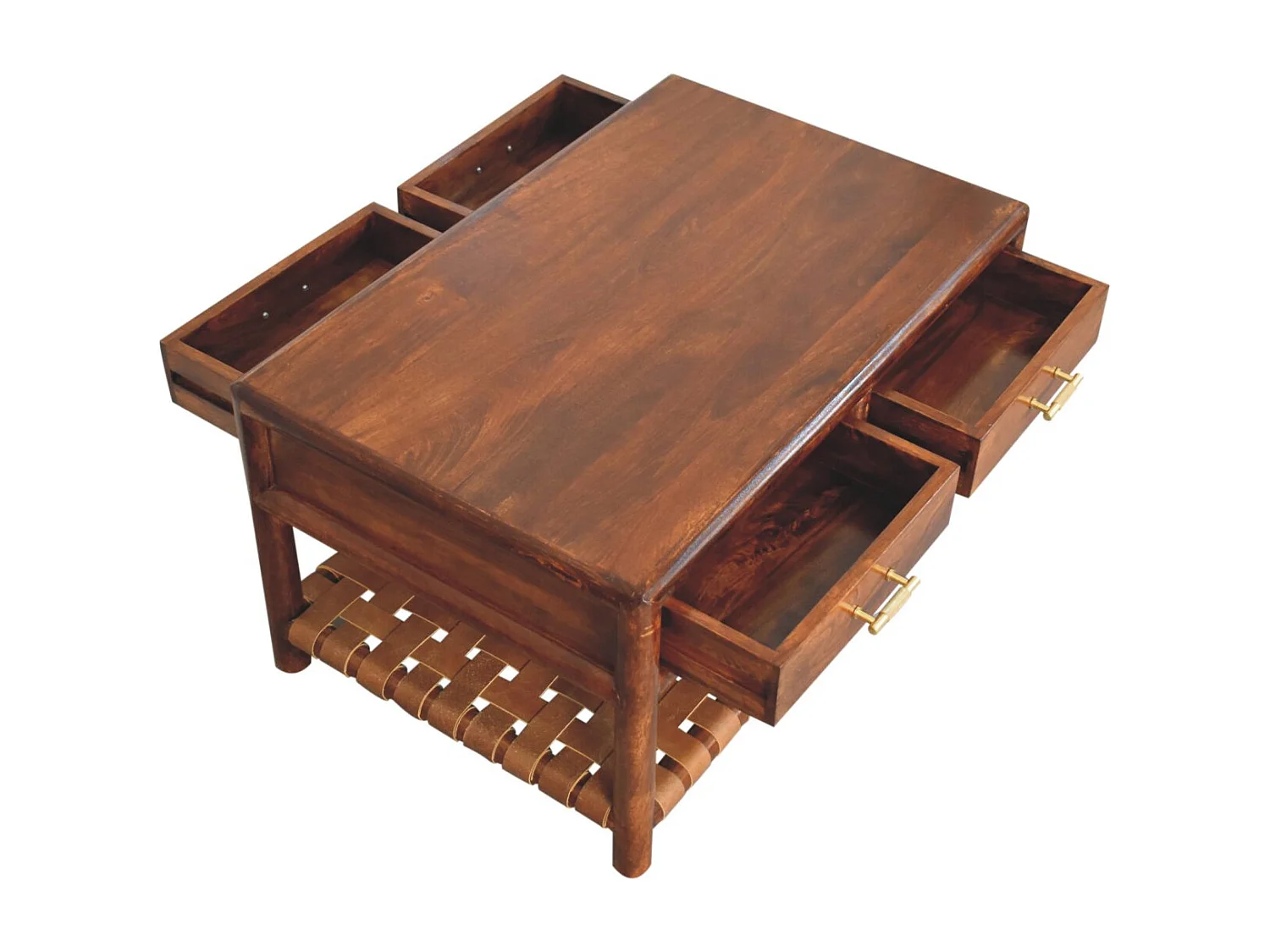 Artisan Furniture Solid Wood Regency Woven Coffee Table with 4 drawers