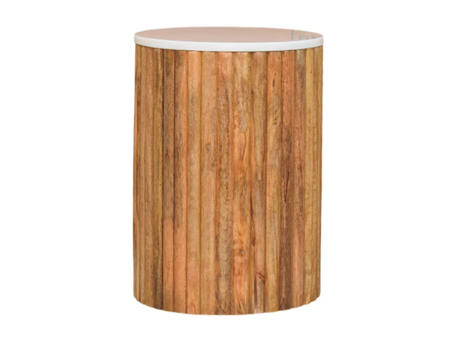 Artisan Furniture Solid Wood Fluted Marble Side Table