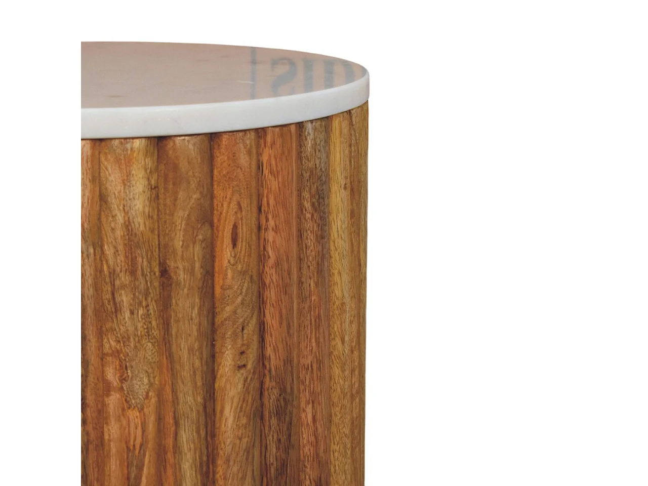 Artisan Furniture Solid Wood Fluted Marble Side Table