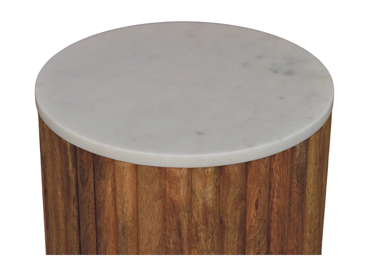 Artisan Furniture Solid Wood Fluted Marble Side Table