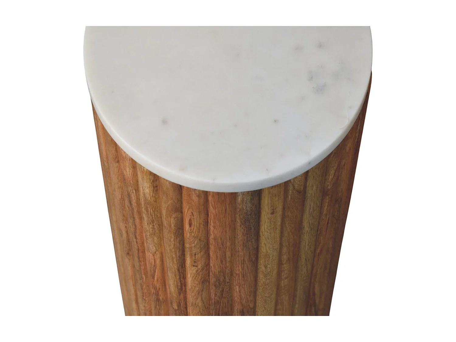 Artisan Furniture Solid Wood Fluted Marble Side Table