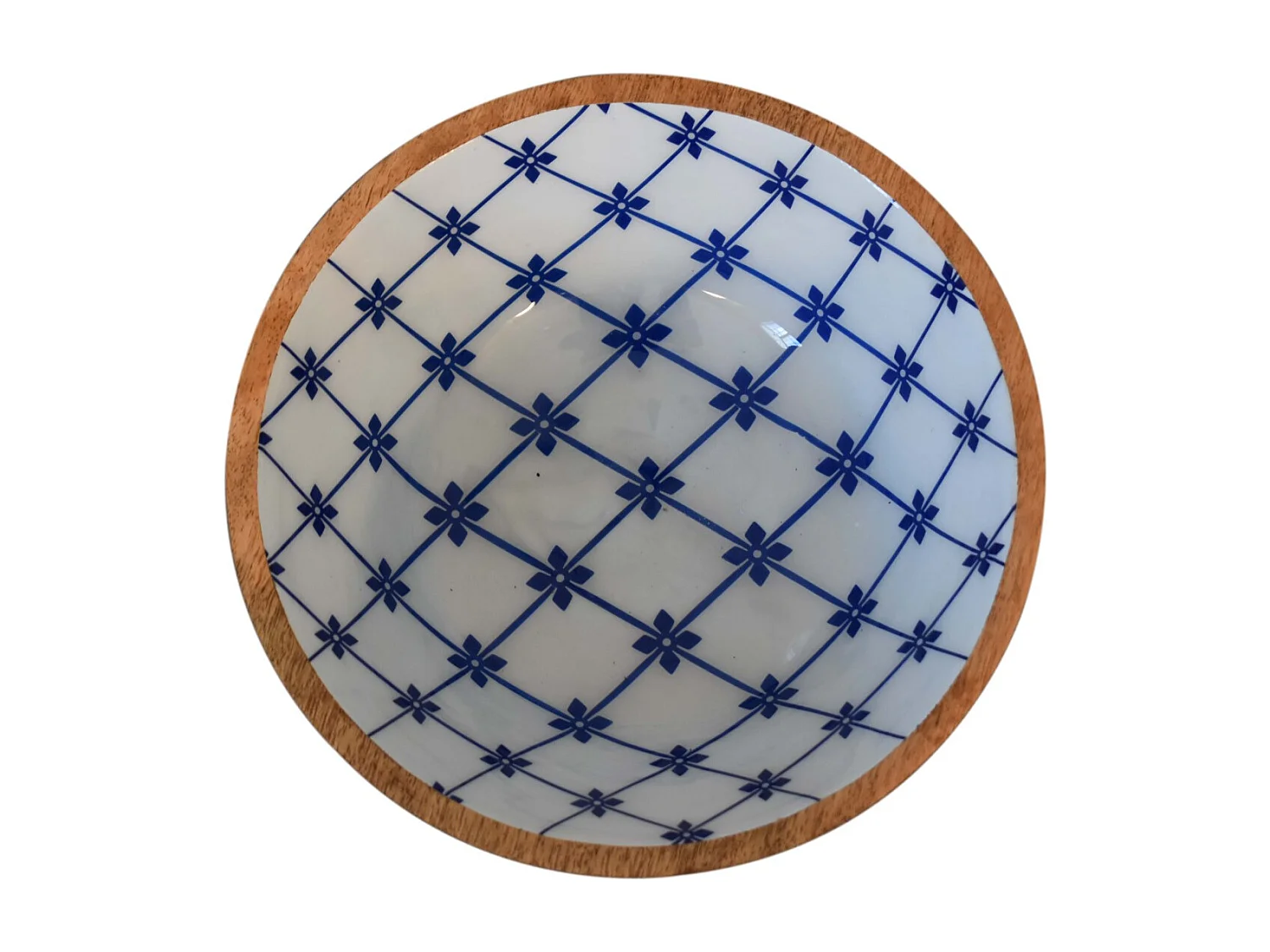 Artisan Furniture Solid Wood Blue and White Bowl Set of 2