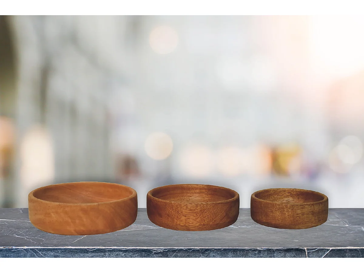 Artisan Furniture Solid Wood Solid Wood Fruit Bowl Set of 3