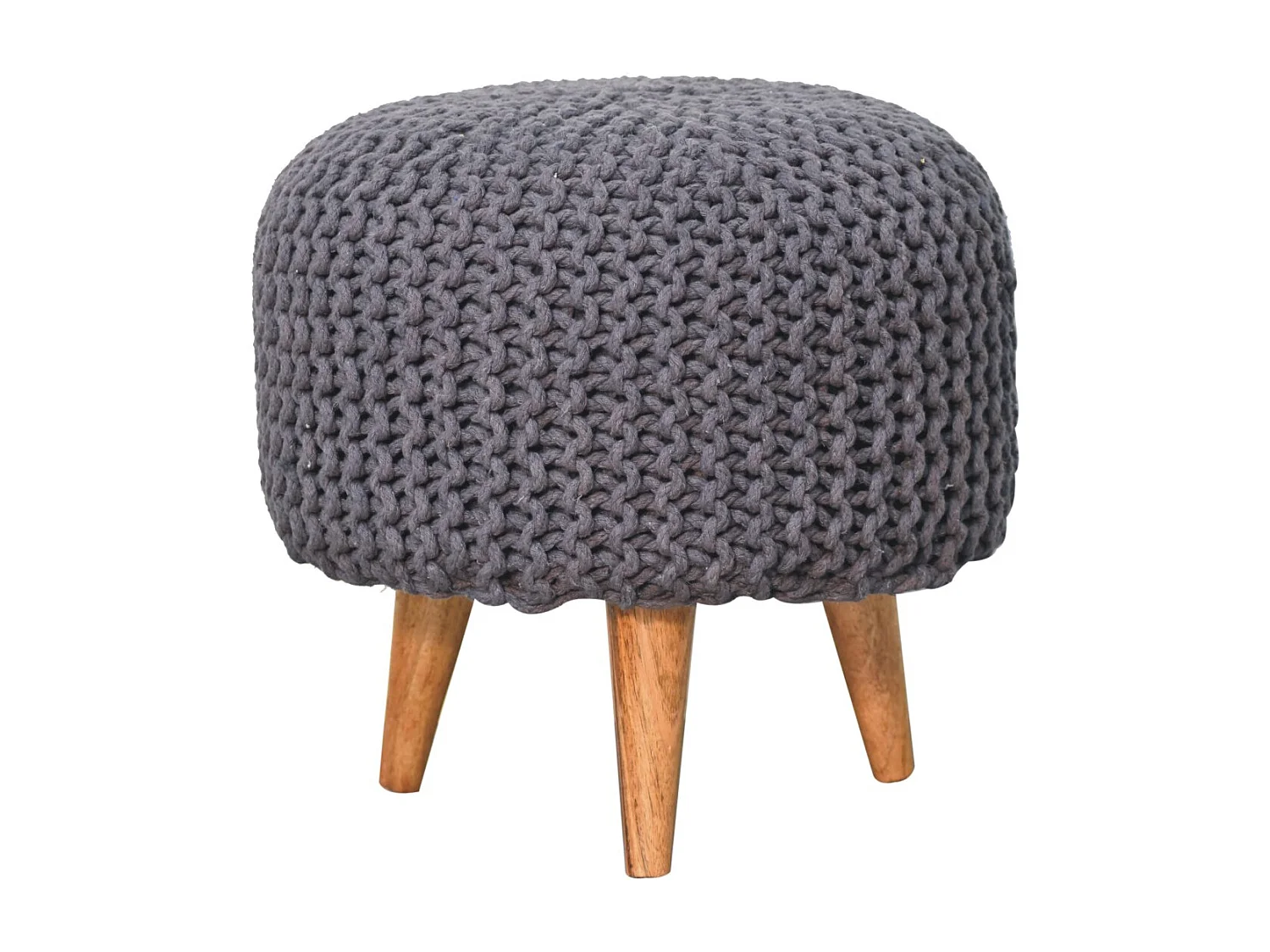 Artisan Furniture Solid Wood Keeva Grey Round Footstool
