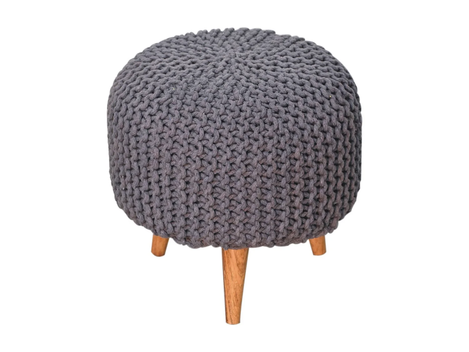 Artisan Furniture Solid Wood Keeva Grey Round Footstool