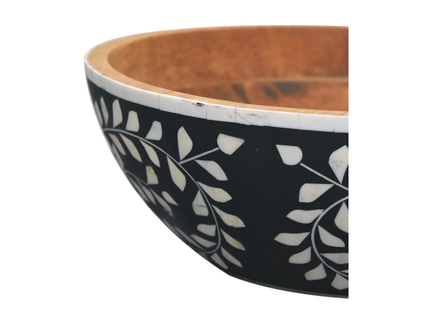 Artisan Furniture Solid Wood Floral Resin Inlay Bowl Set