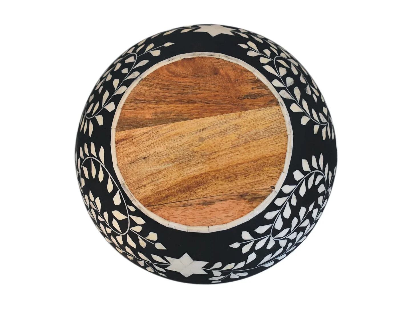 Artisan Furniture Solid Wood Floral Resin Inlay Bowl Set