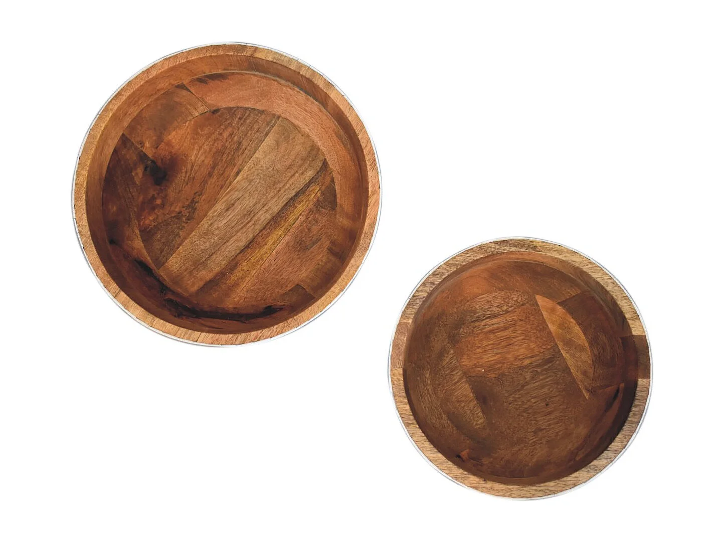 Artisan Furniture Solid Wood Floral Resin Inlay Bowl Set