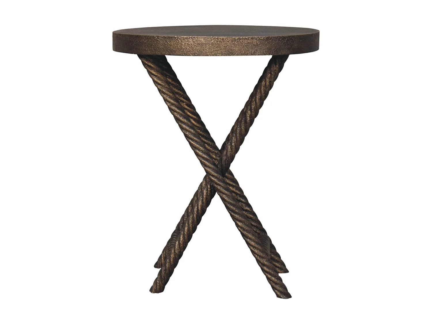Artisan Furniture Solid Wood Metallic Rope Side Table