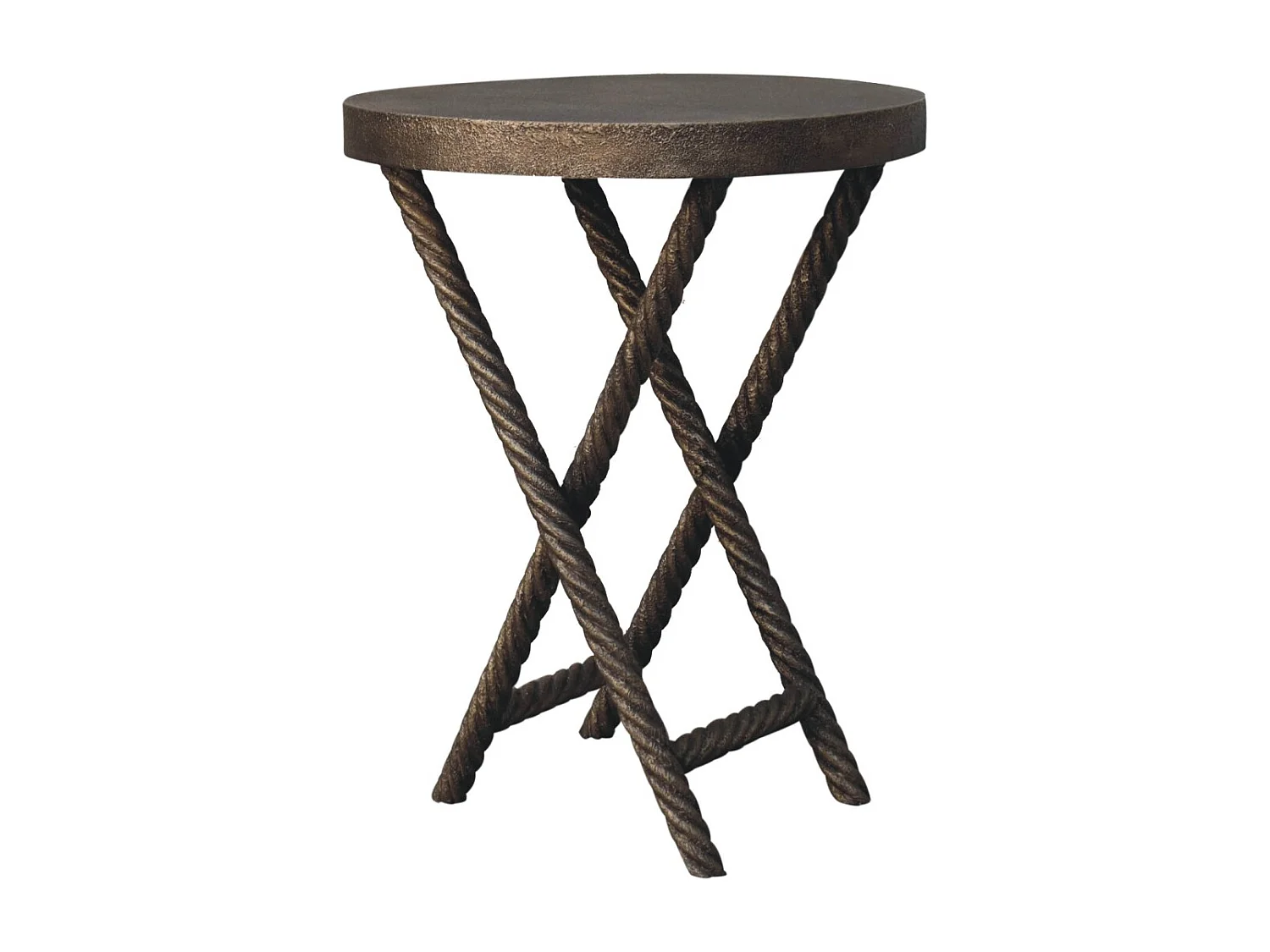Artisan Furniture Solid Wood Metallic Rope Side Table
