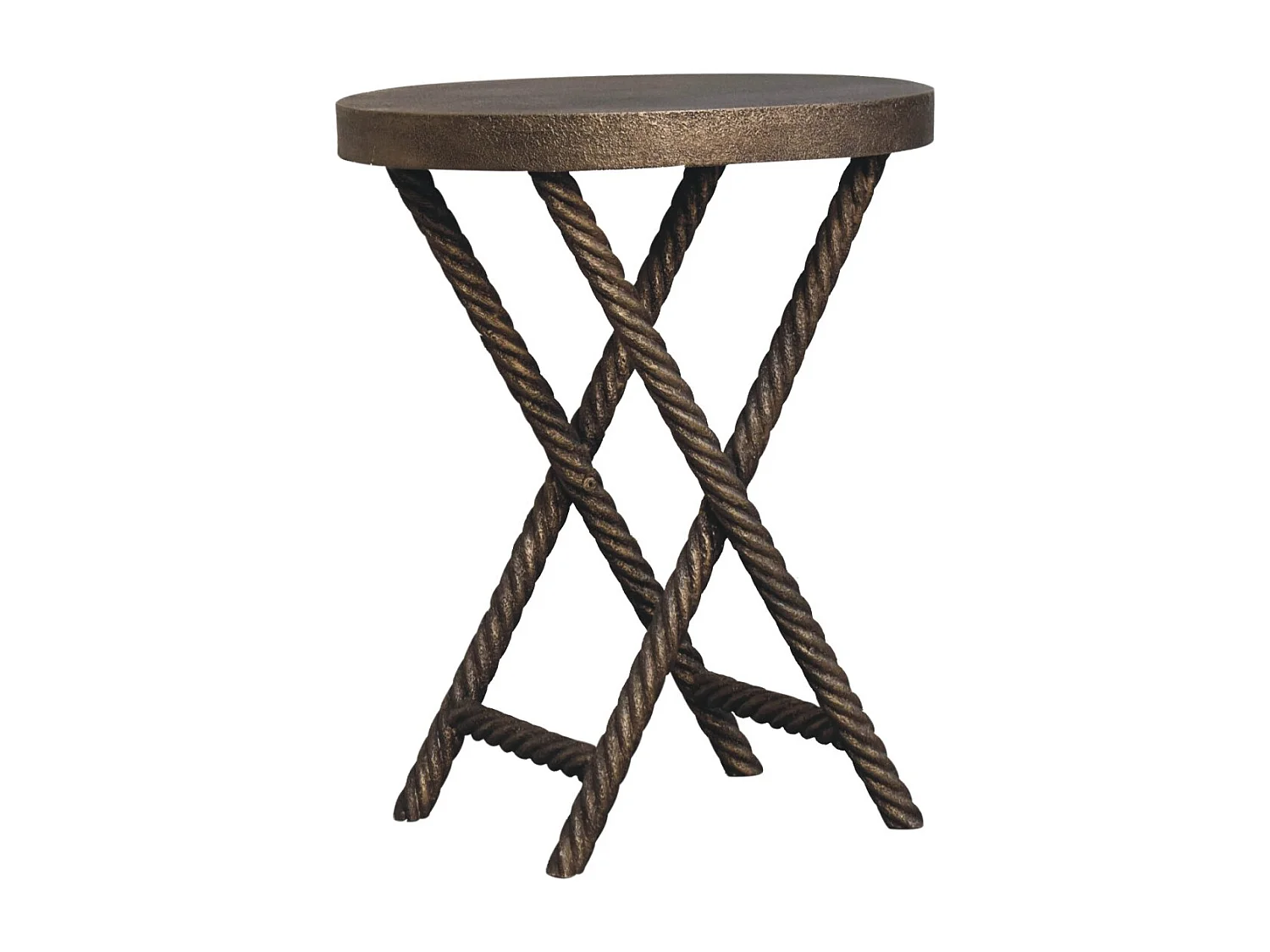 Artisan Furniture Solid Wood Metallic Rope Side Table