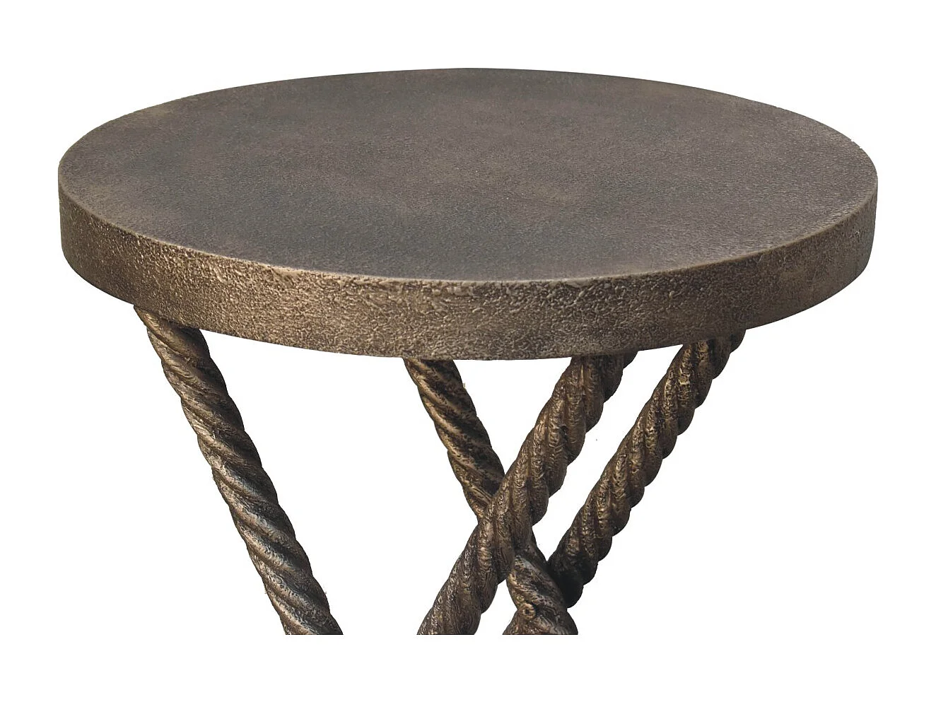 Artisan Furniture Solid Wood Metallic Rope Side Table