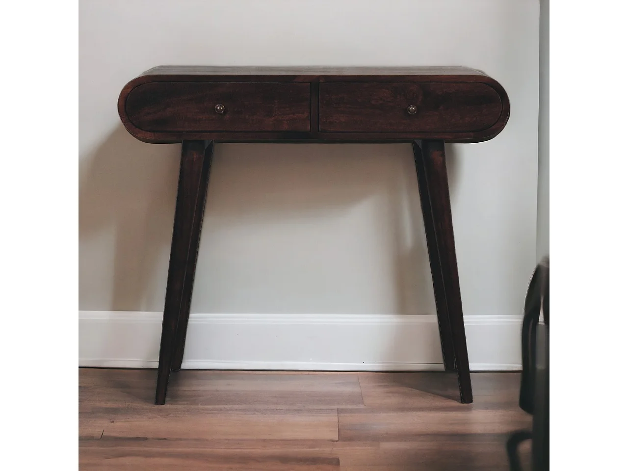 Artisan Furniture Solid Wood Light Walnut Curved Edge Console Table