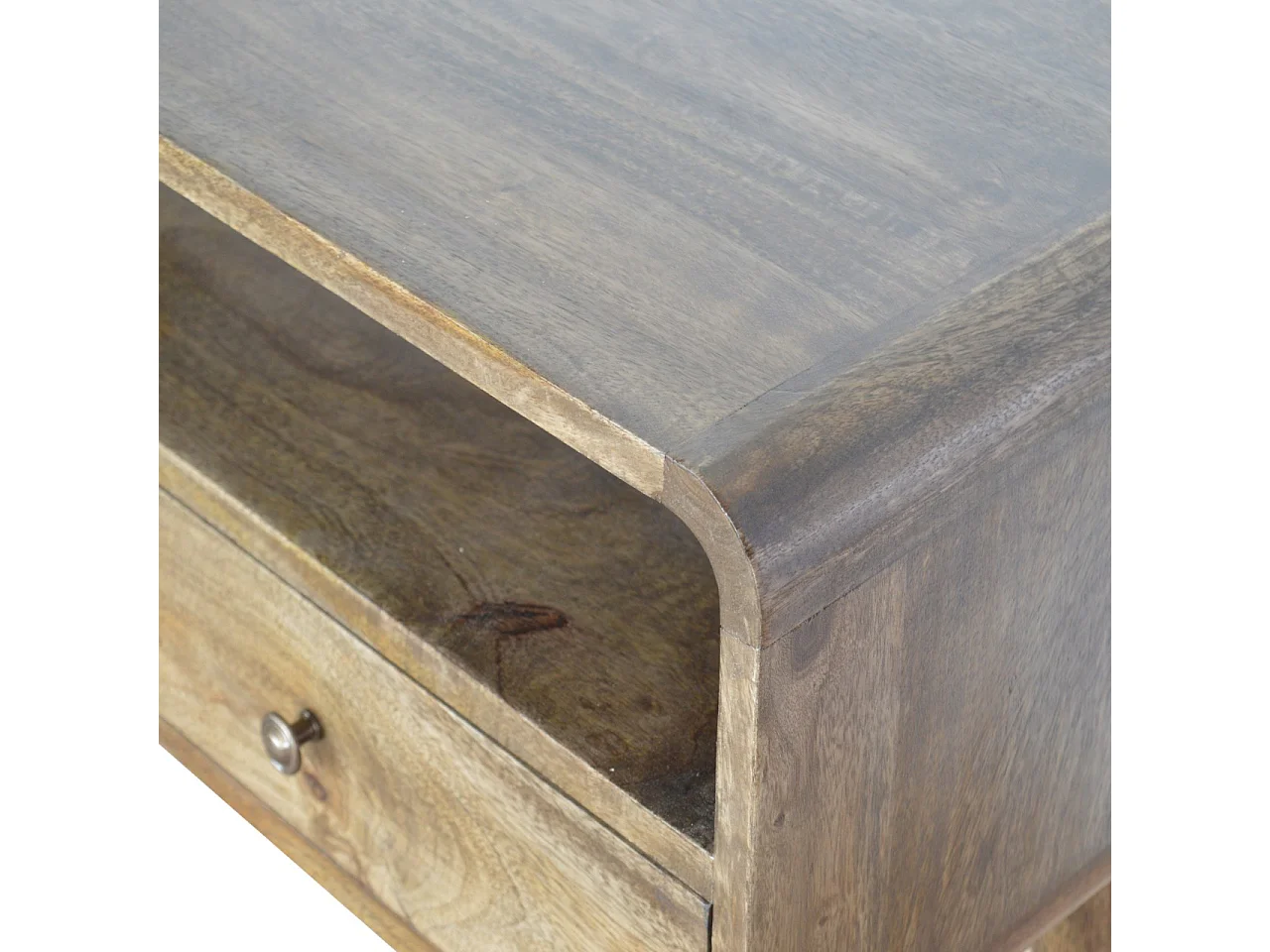 Artisan Furniture Solid Wood Curved Grey-wash Console Table