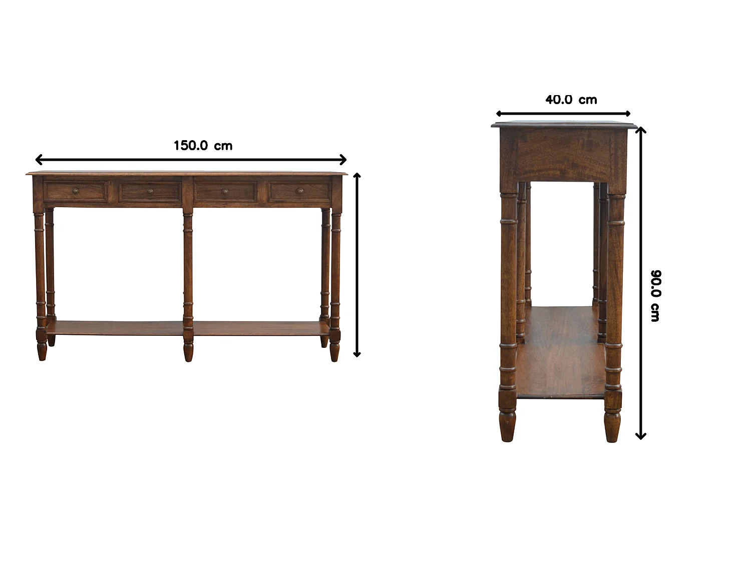 Artisan Furniture Console d’entrée à 4 tiroirs en bois massif