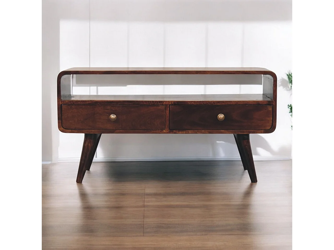 Artisan Furniture Solid Wood Curved California Walnut Media Unit