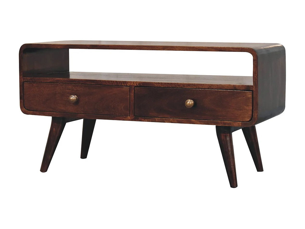 Artisan Furniture Solid Wood Curved California Walnut Media Unit