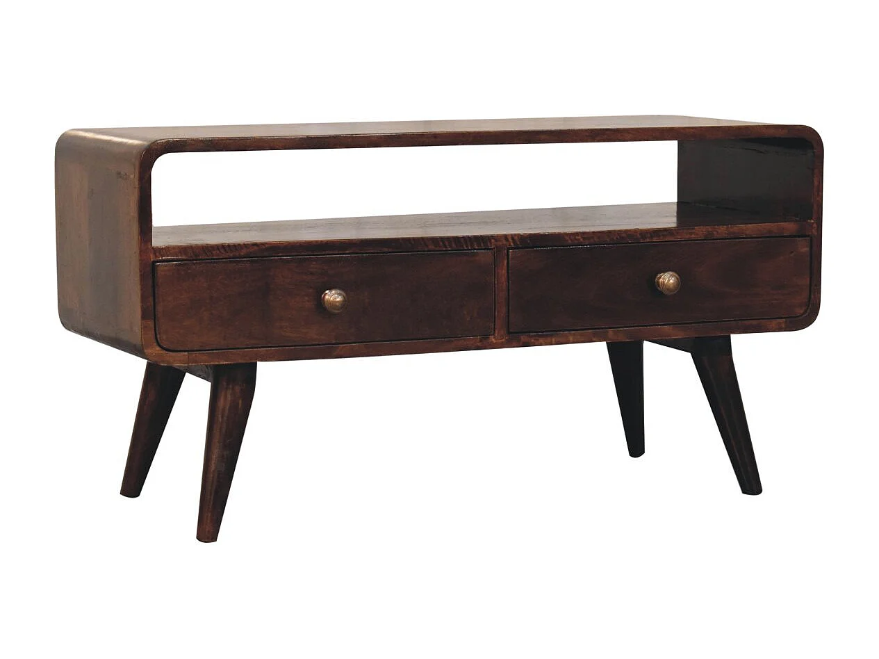 Artisan Furniture Solid Wood Curved California Walnut Media Unit
