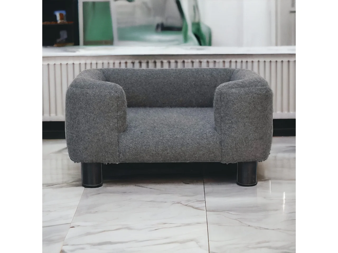 Artisan Furniture Solid Wood Mini Battleship Tweed Pet Sofa Bed