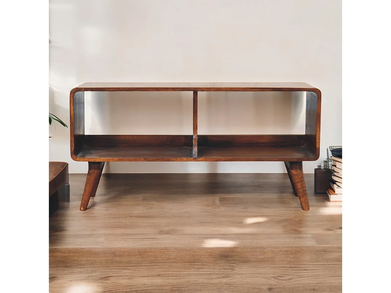 Artisan Furniture Solid Wood Curved Chestnut Double Slot Media Unit