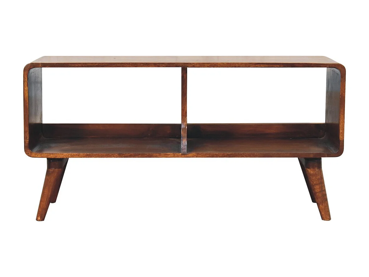 Artisan Furniture Solid Wood Curved Chestnut Double Slot Media Unit