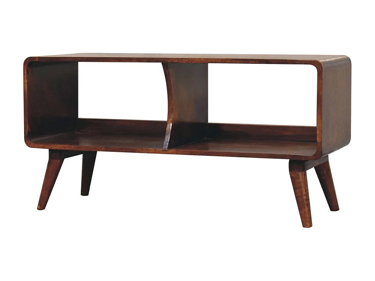 Artisan Furniture Solid Wood Curved Chestnut Double Slot Media Unit