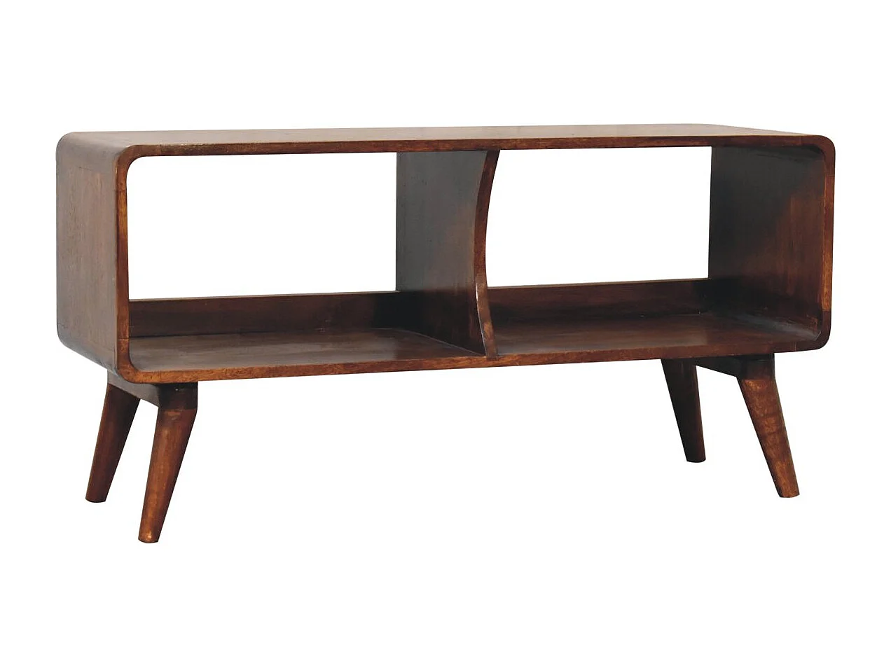 Artisan Furniture Solid Wood Curved Chestnut Double Slot Media Unit