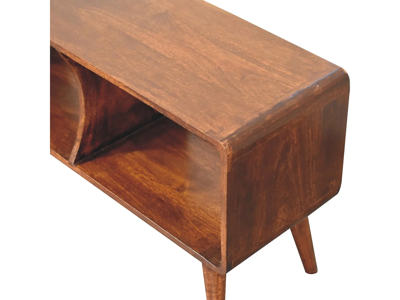 Artisan Furniture Solid Wood Curved Chestnut Double Slot Media Unit