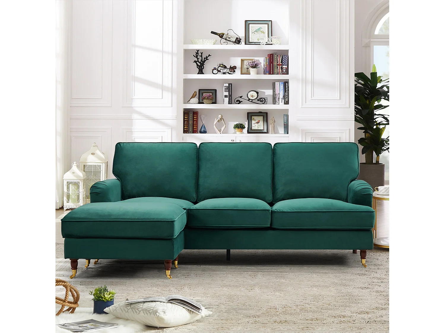 Woodbury 218cm Reversible Velvet Fabric Corner Sofa