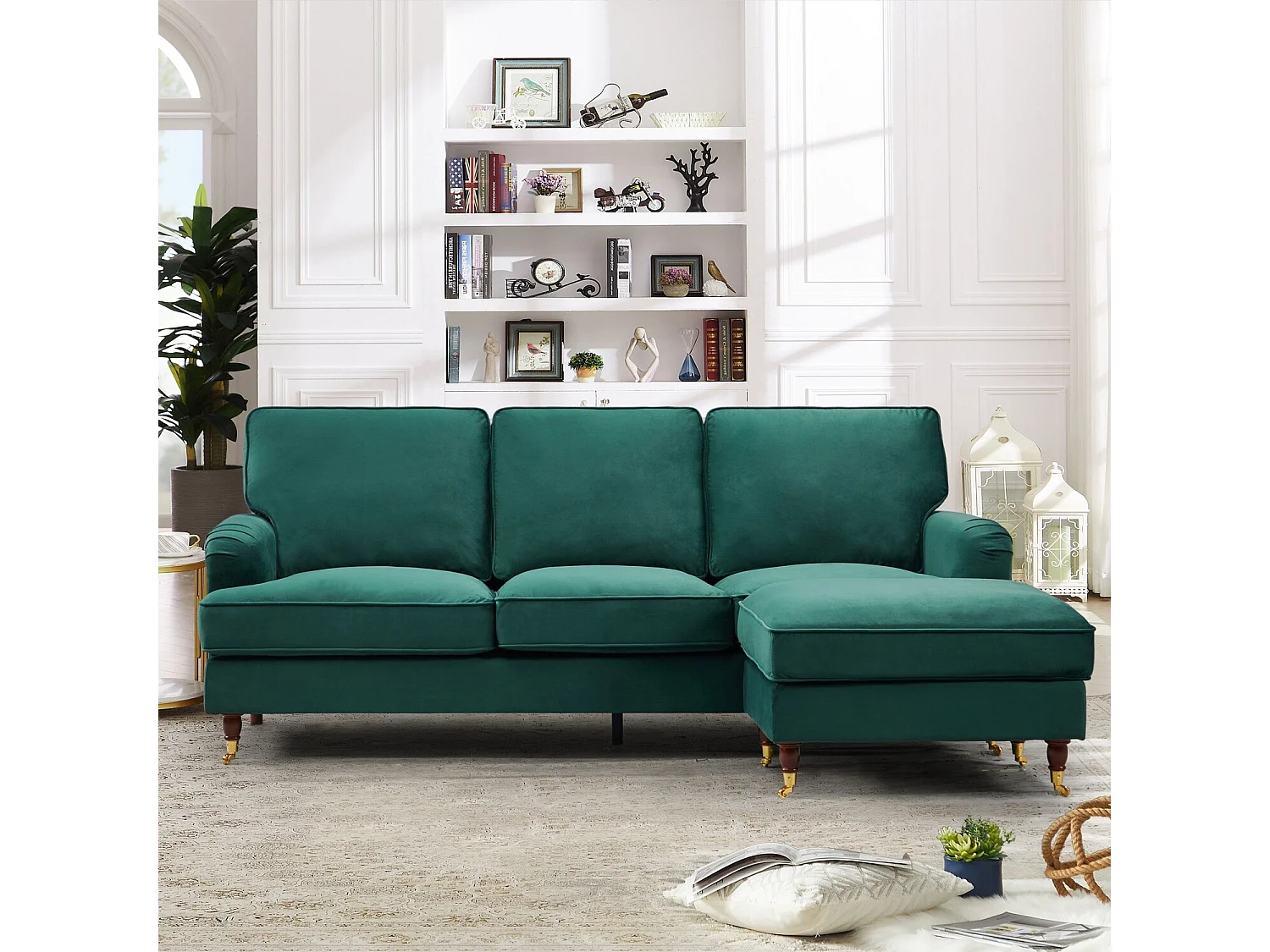 Woodbury 218cm Reversible Velvet Fabric Corner Sofa