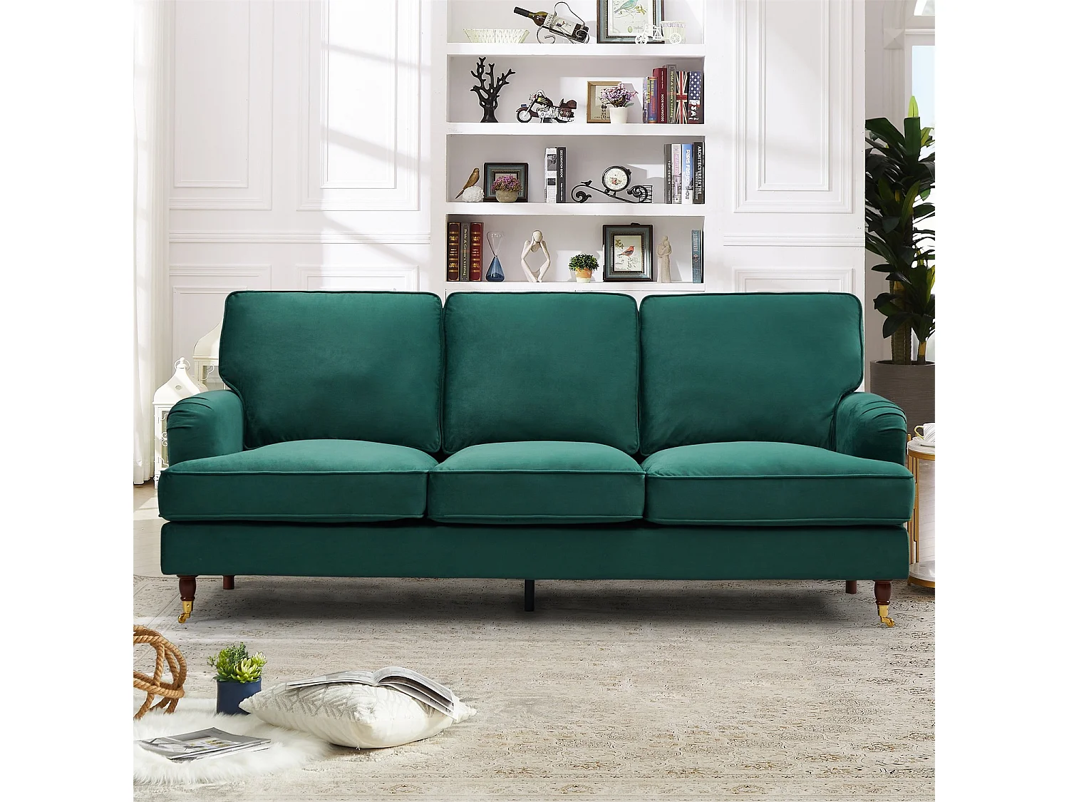 Woodbury 218cm Wide 3 Seat Velvet Fabric Sofa