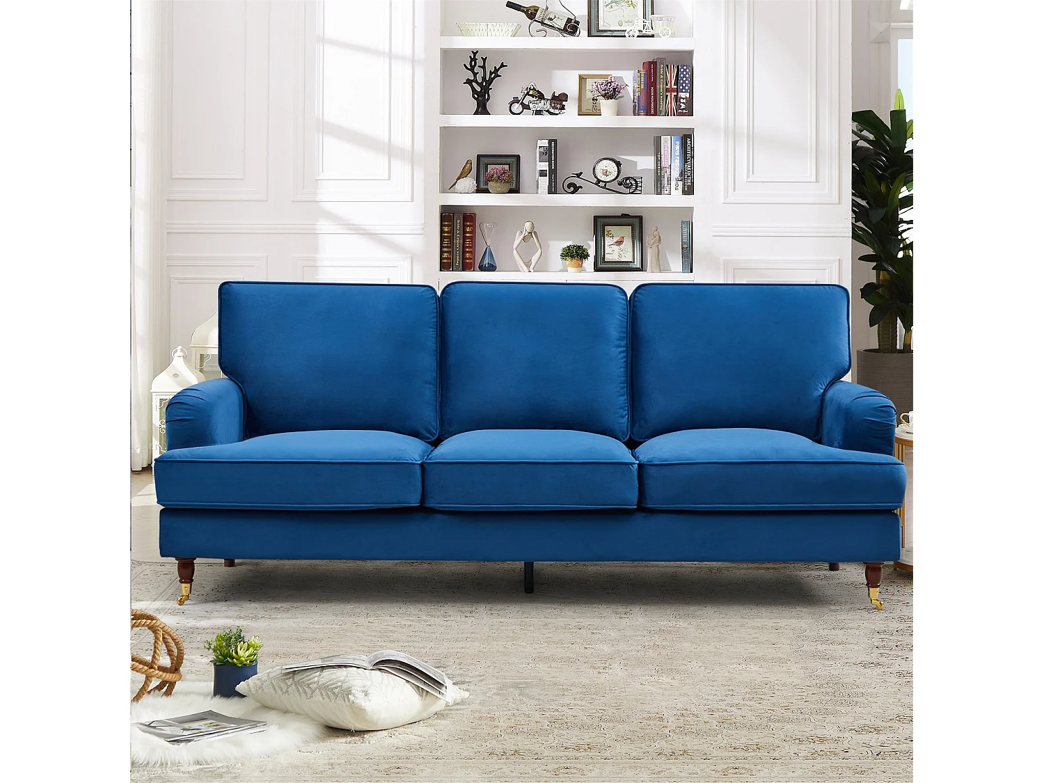 Woodbury 218cm Wide 3 Seat Velvet Fabric Sofa