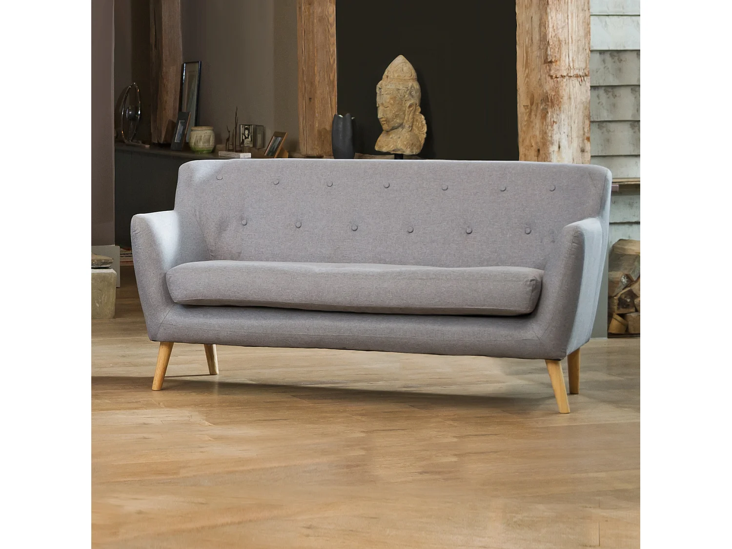 Lynwood 177cm Wide Scandi Style Hessian Fabric 3 Seat Sofa