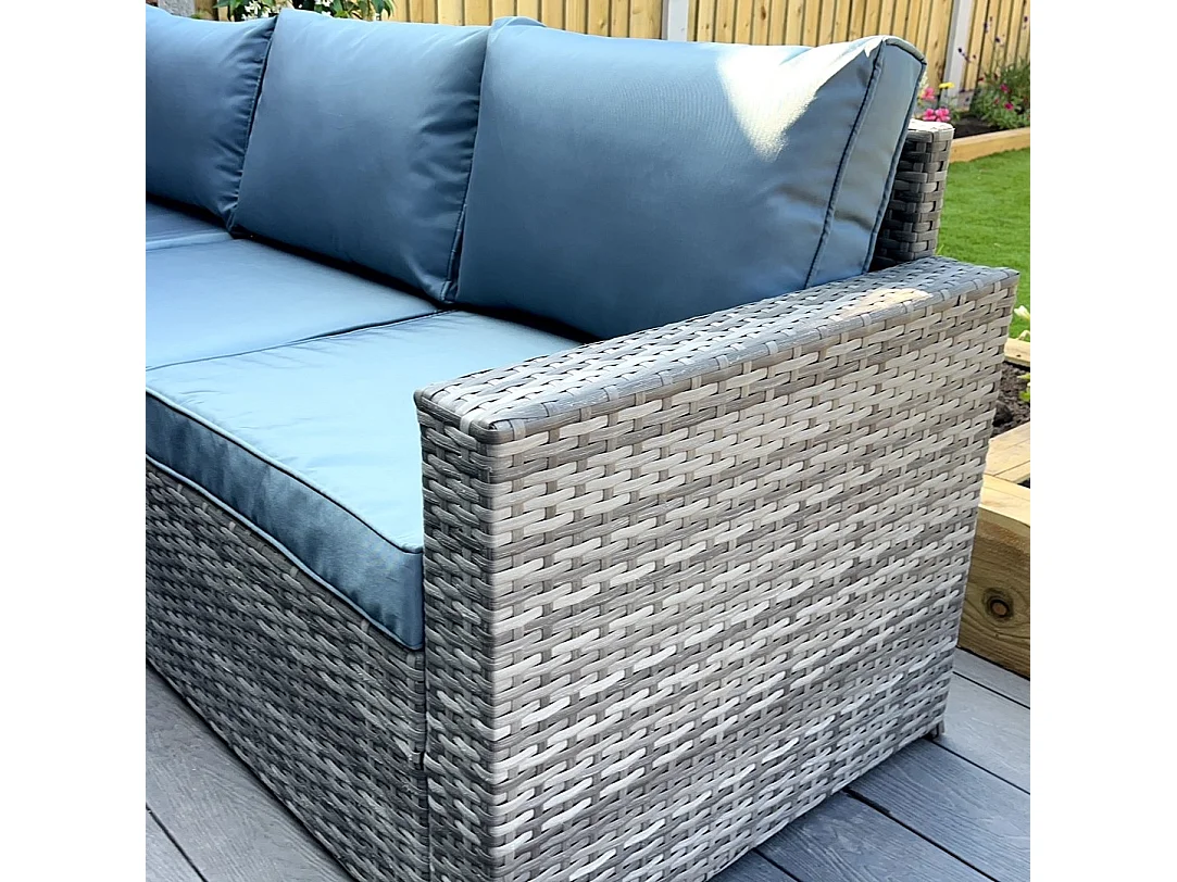 The Tarporley Grey 9 Seat Corner Rattan Dining Set - Fixed