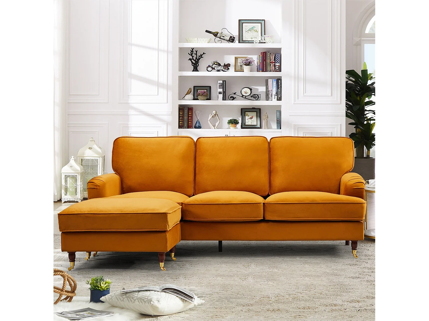 Woodbury 218cm Reversible Velvet Fabric Corner Sofa