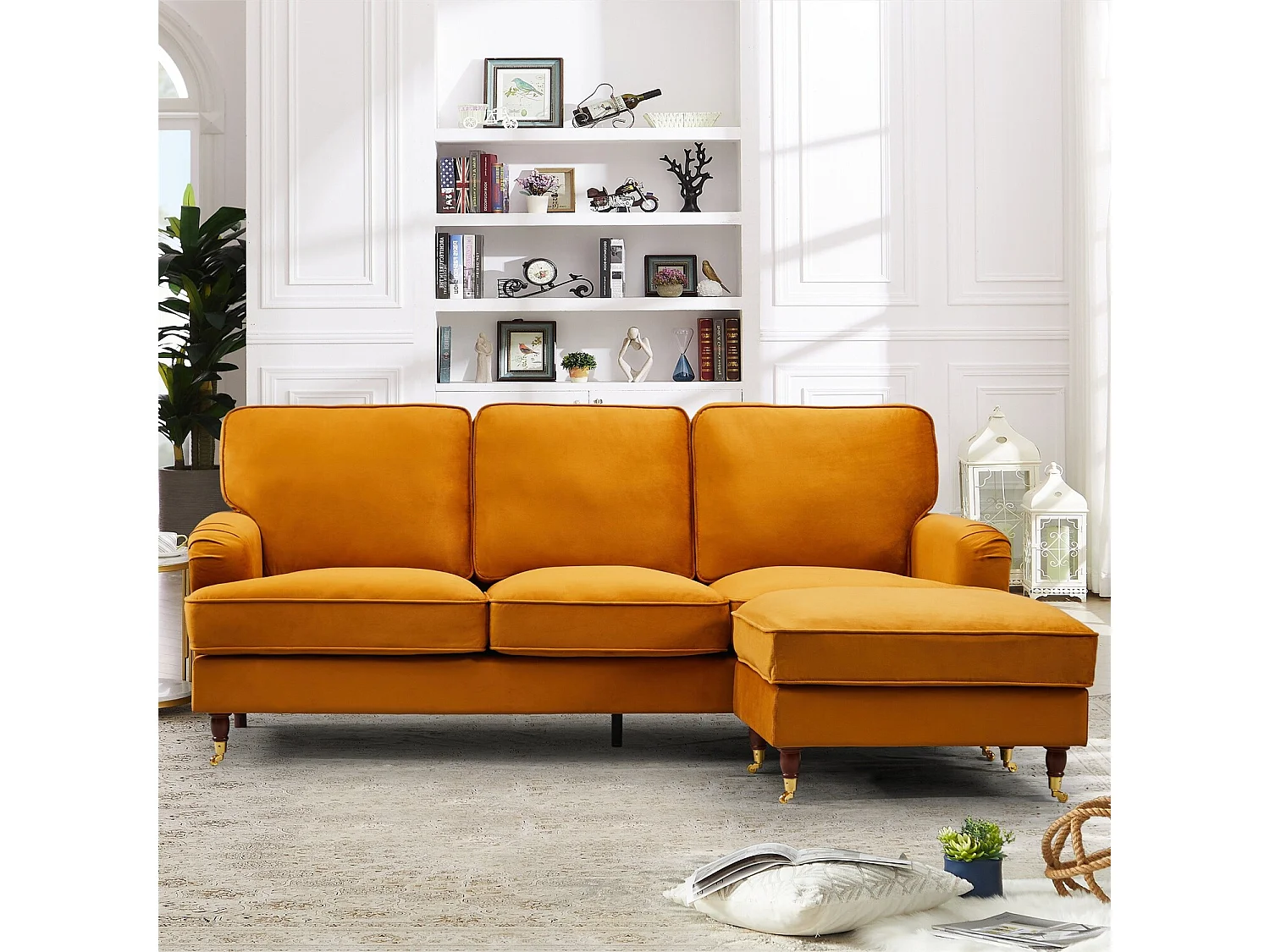 Woodbury 218cm Reversible Velvet Fabric Corner Sofa