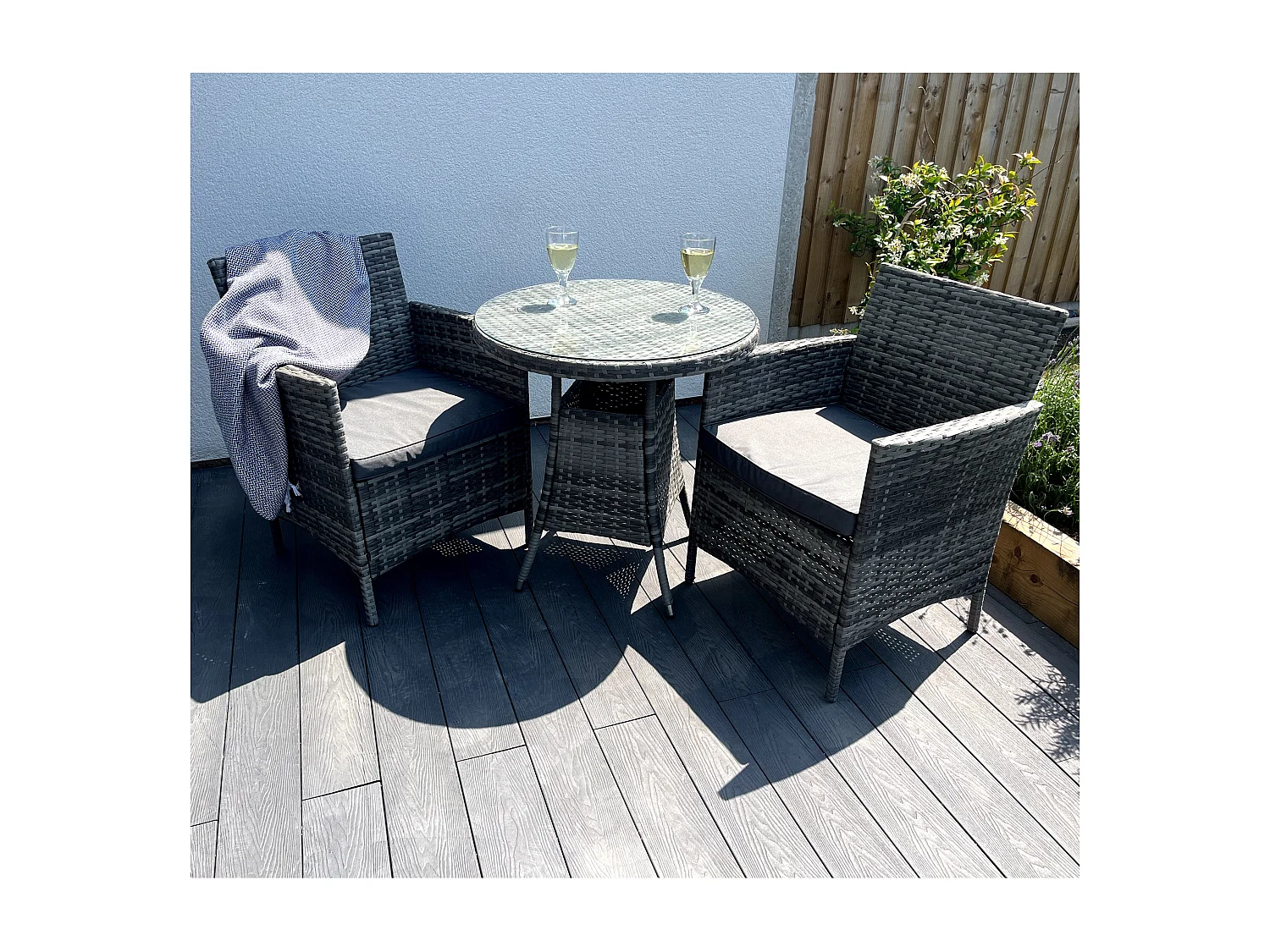 Amazon Wicker Rattan Natural Bistro Set with outdoor cushion