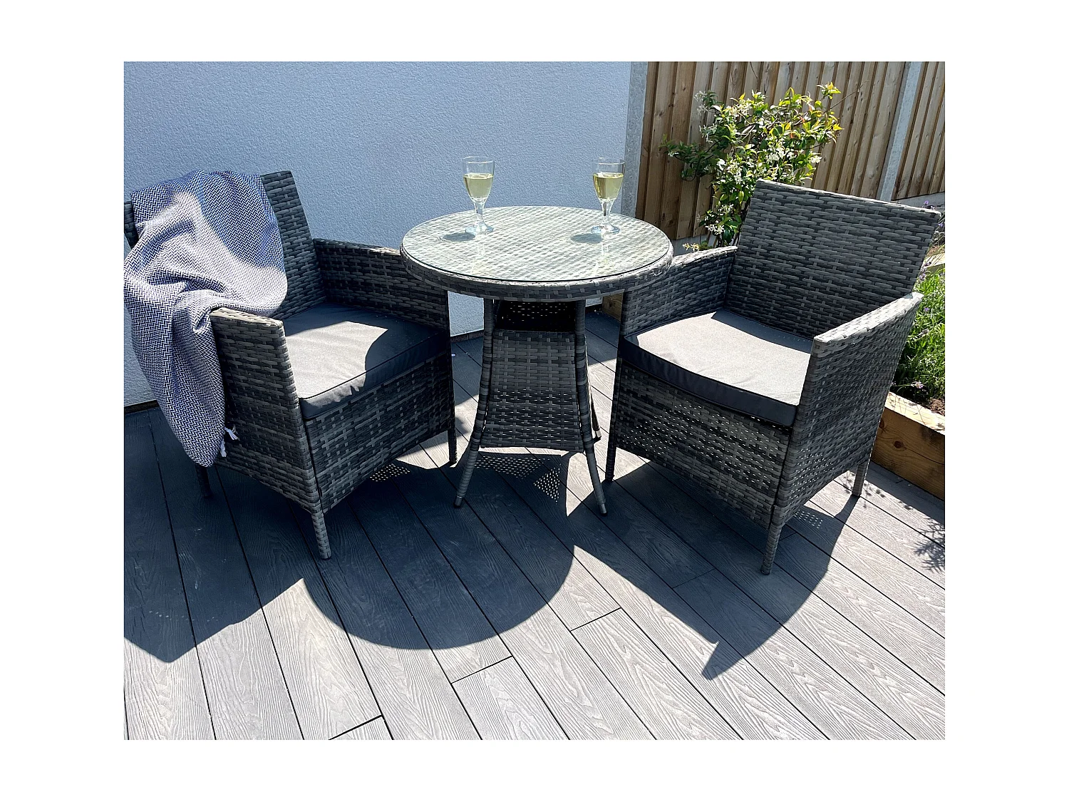 Amazon Wicker Rattan Natural Bistro Set with outdoor cushion