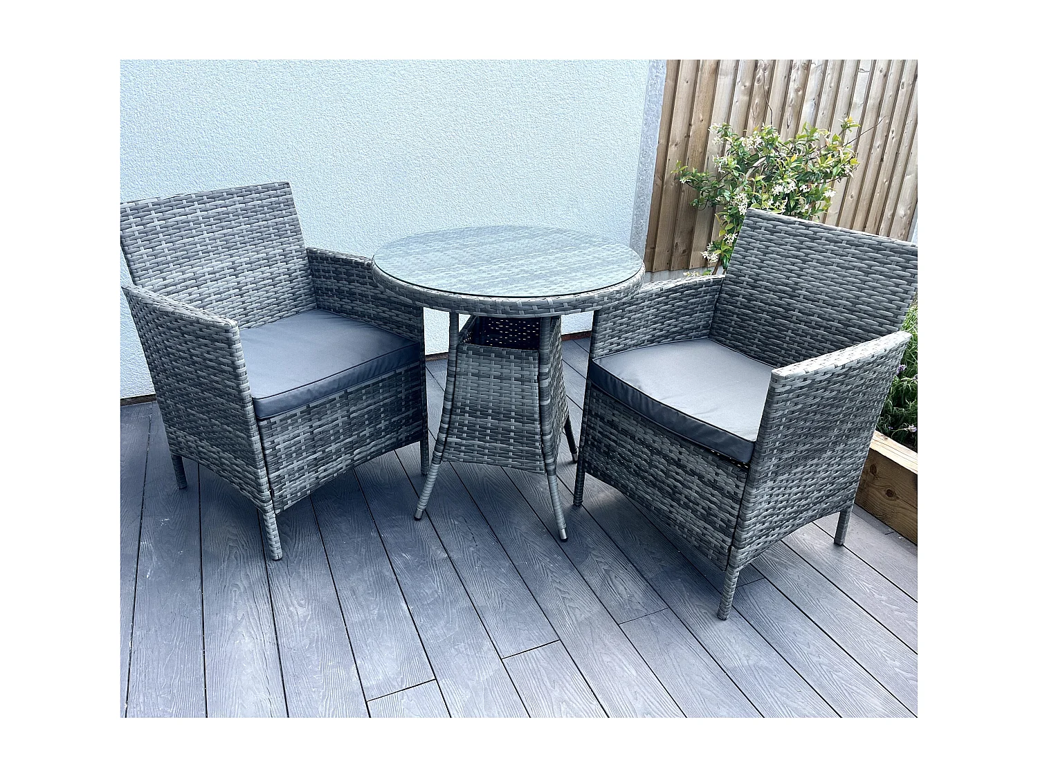 Amazon Wicker Rattan Natural Bistro Set with outdoor cushion