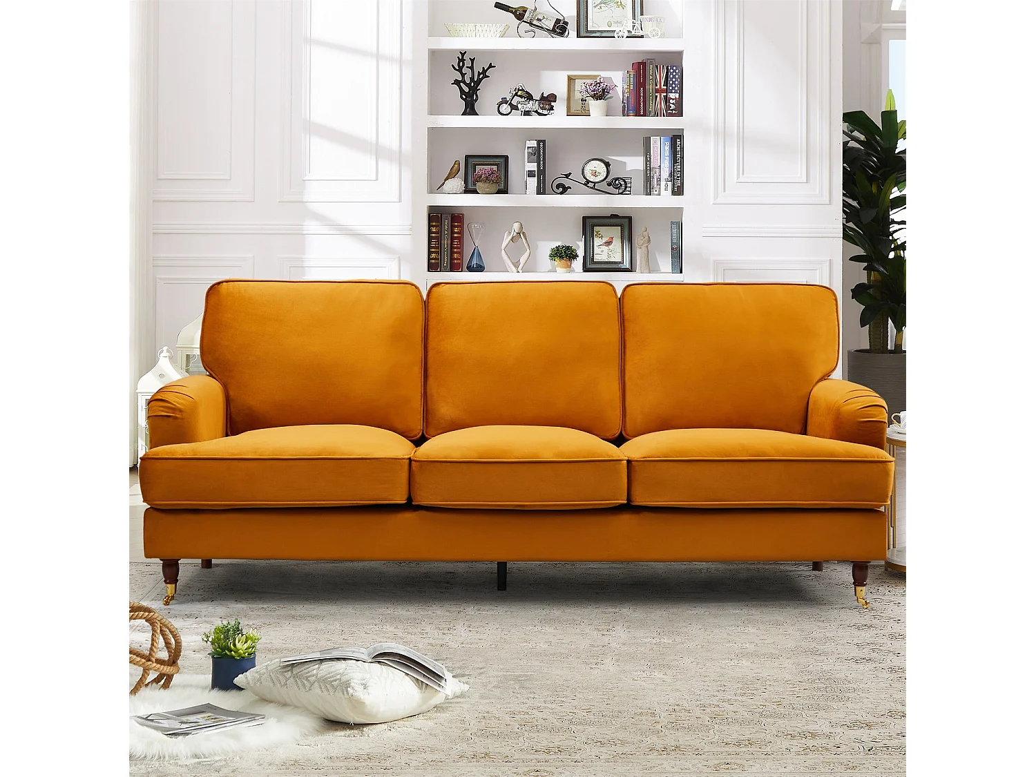 Woodbury 218cm Wide 3 Seat Velvet Fabric Sofa