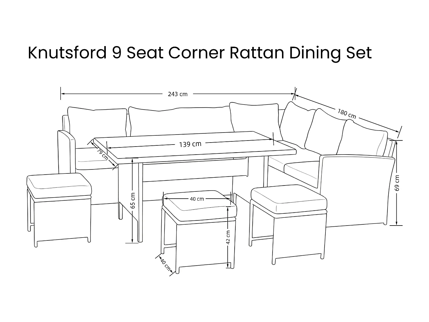 The Knutsford 9 Seat Corner Rattan Dining Set