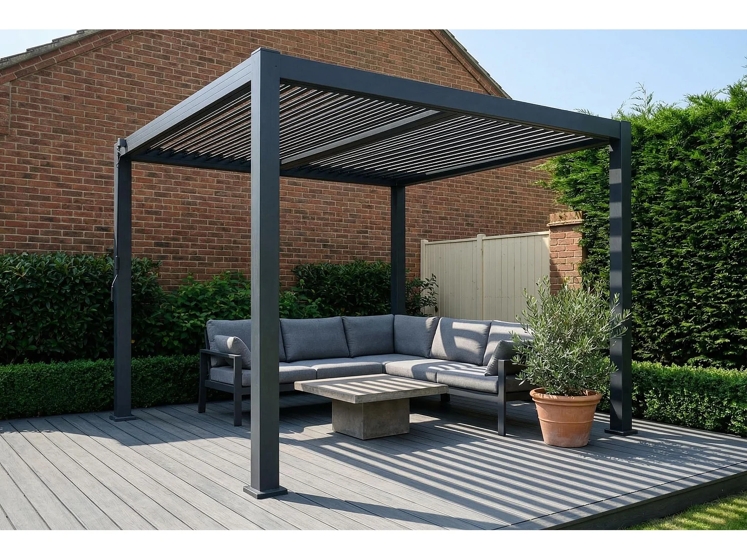 3m x 3m Aluminium Pergola with Manual Louvre Roofing