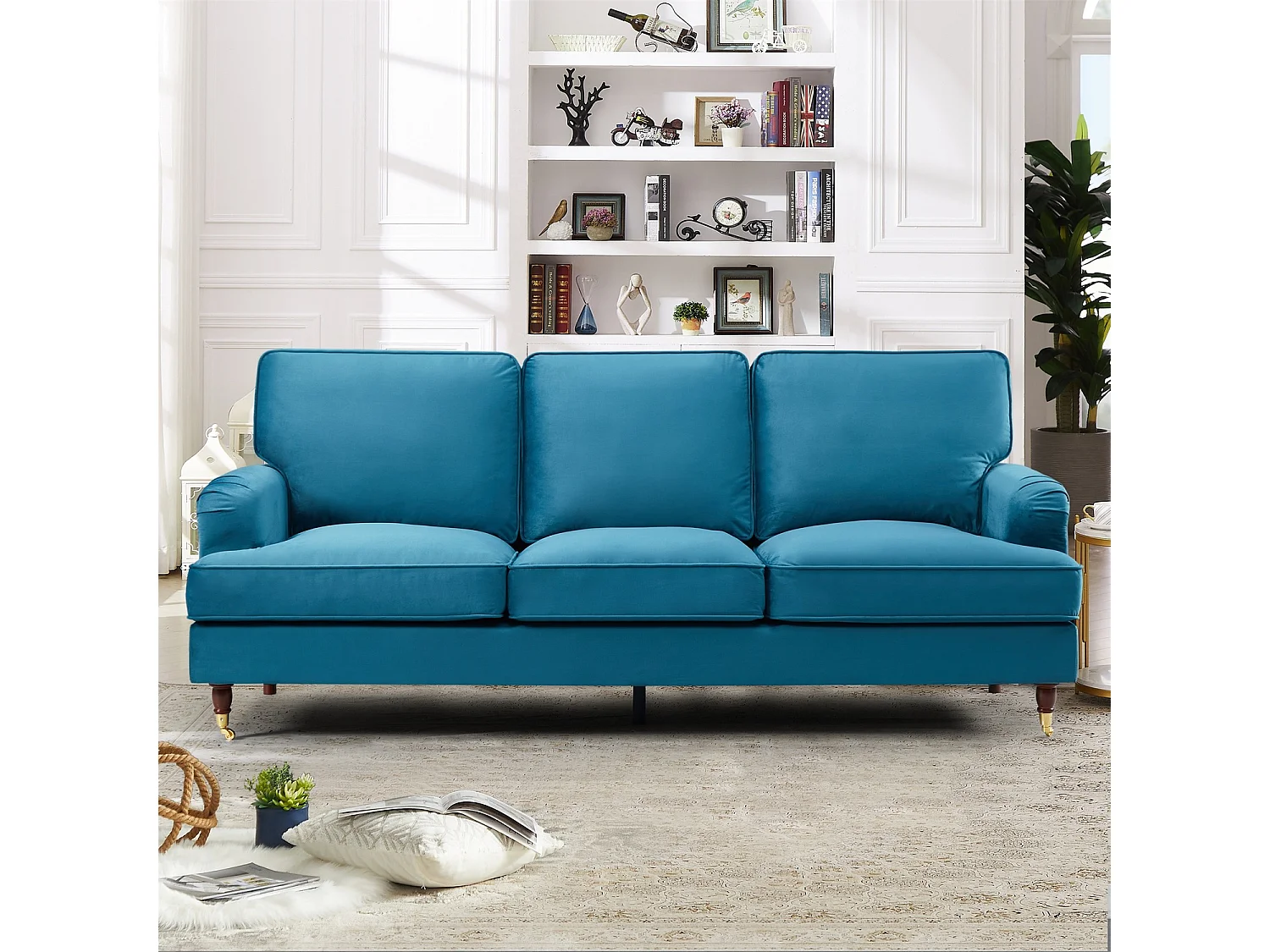 Woodbury 218cm Wide 3 Seat Velvet Fabric Sofa