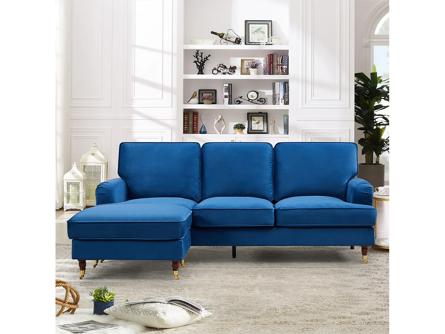 Woodbury 218cm Reversible Velvet Fabric Corner Sofa