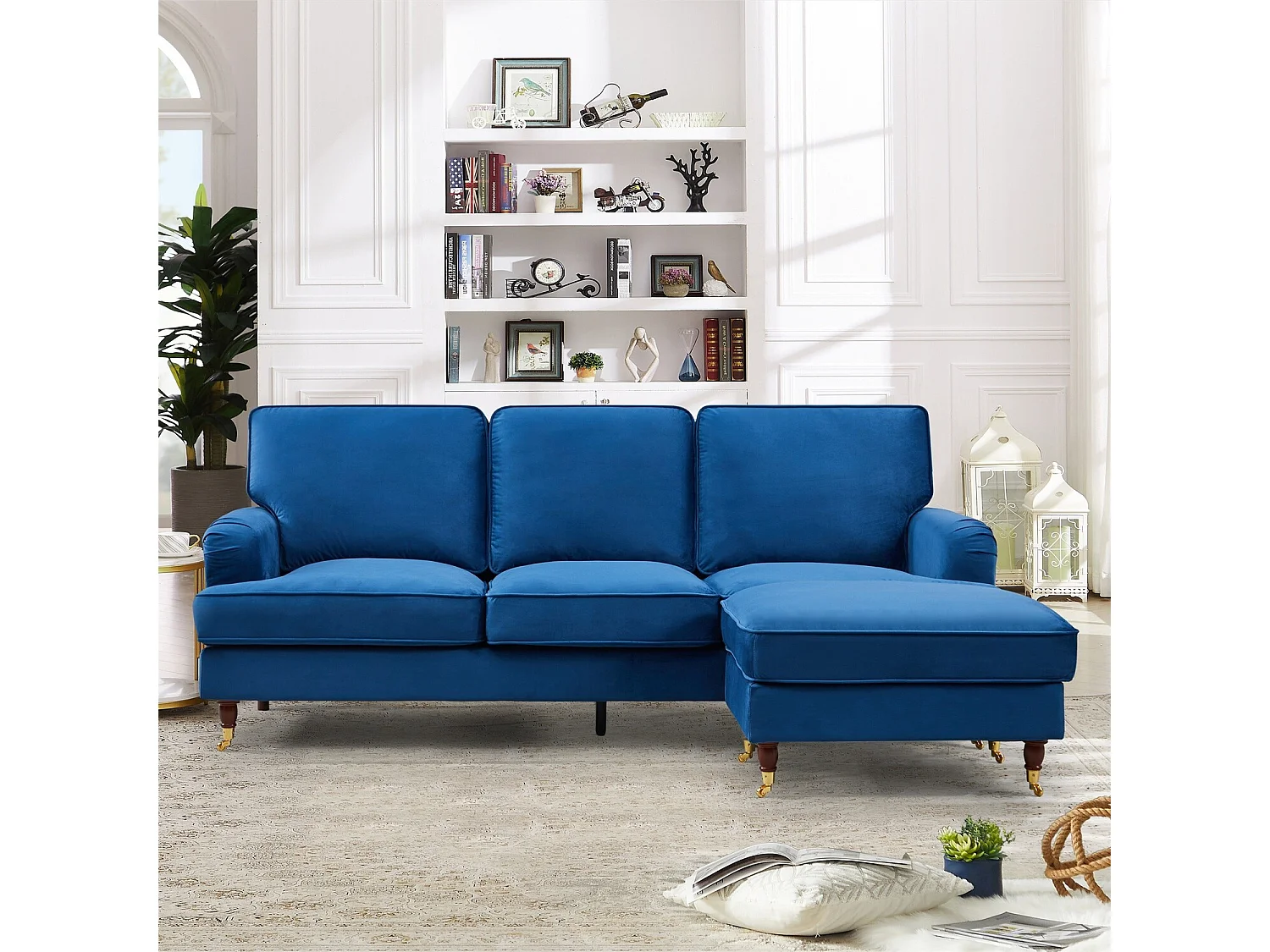 Woodbury 218cm Reversible Velvet Fabric Corner Sofa