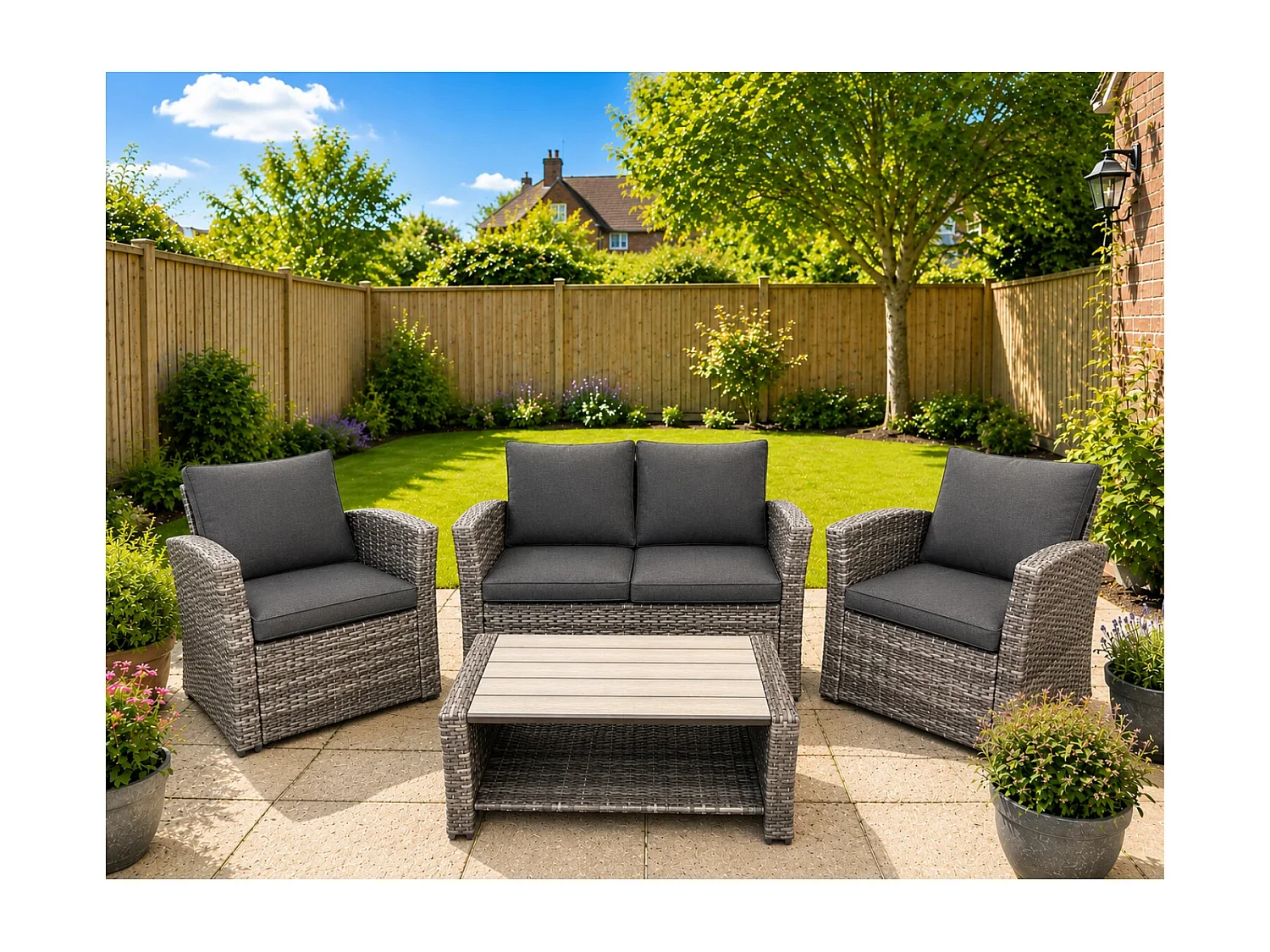 The Wilmslow 4 Seat Rattan Sofa Lounge Set