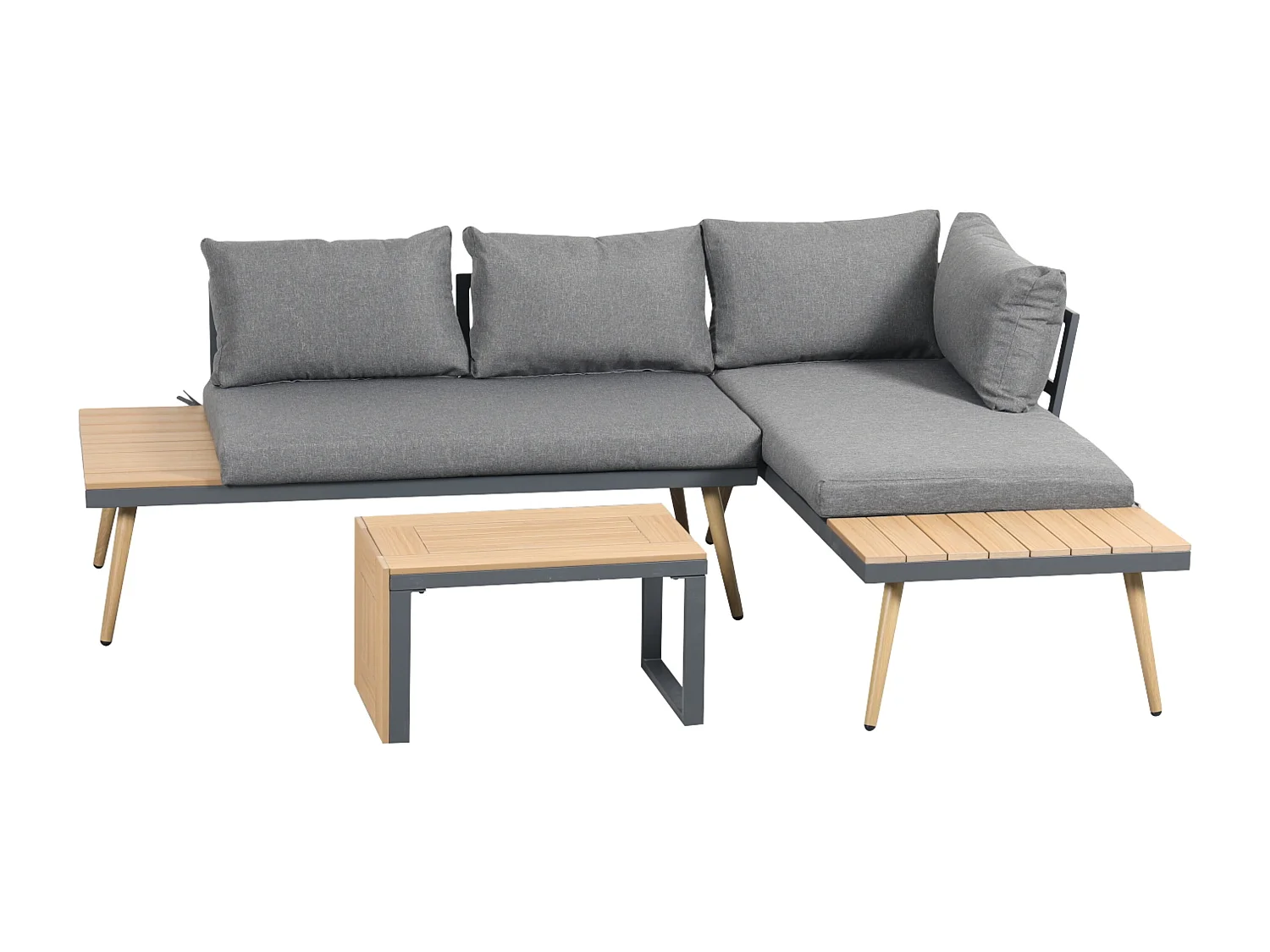 Belmont Metal and Contemporary Poly-Wood Sectional Corner Garden Set
