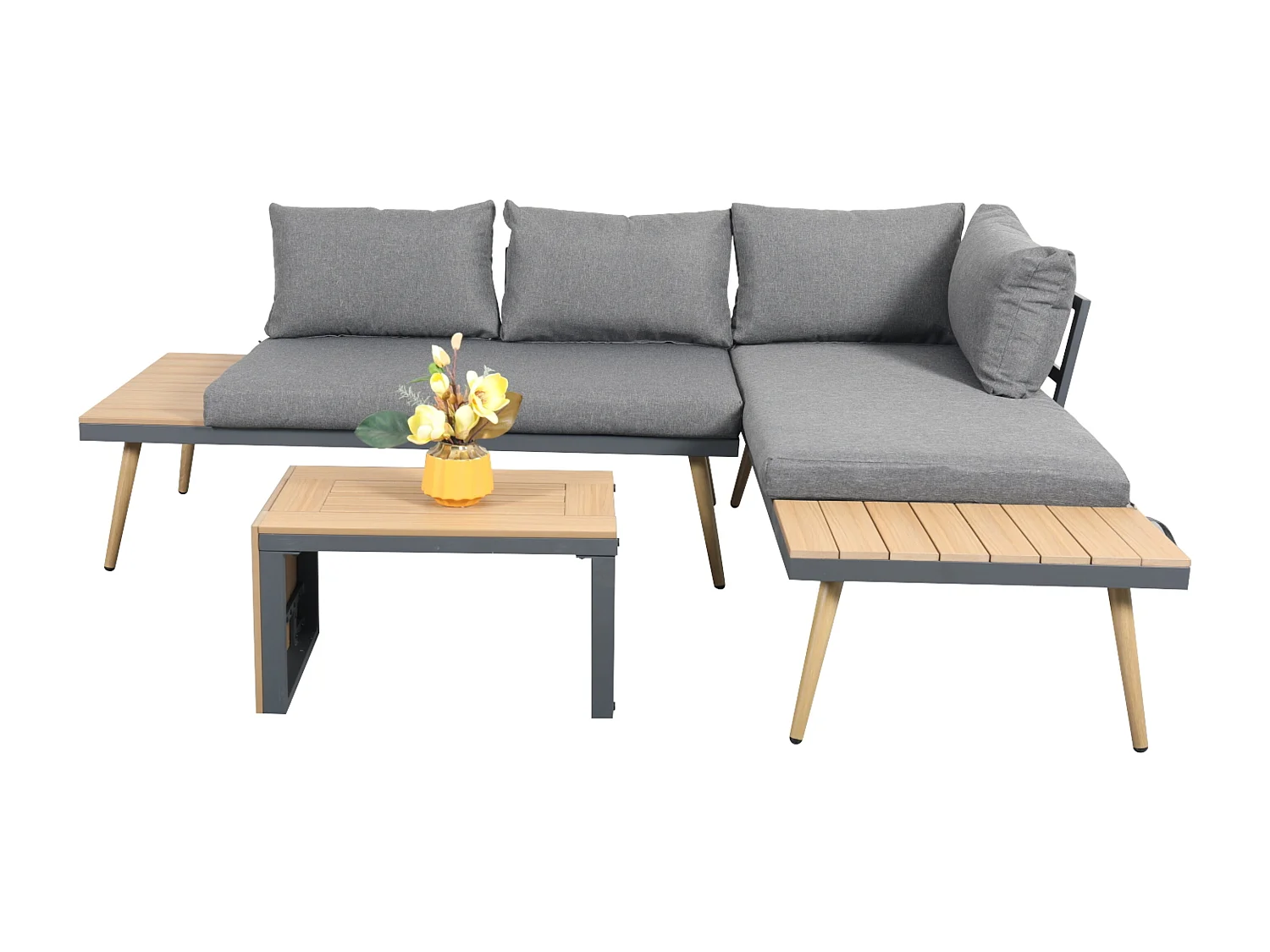 Belmont Metal and Contemporary Poly-Wood Sectional Corner Garden Set